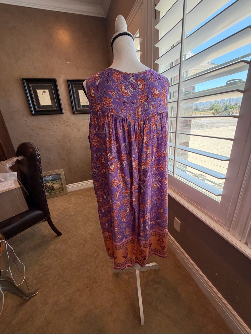 NWT Women's Floral Bohemia Swing Dress Sleeveless Flowy Loose Badydoll XXL - Picture 14 of 17